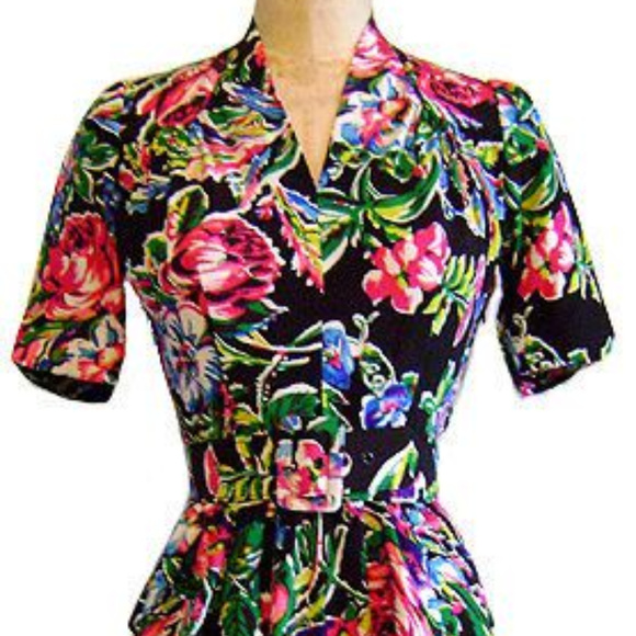 Trashy Diva Dresses & Skirts - RARE TRASHY DIVA SILK RETRO FLORAL DRESS SIZE 6